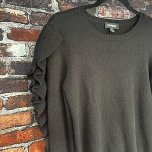 Express Black Ruffle Sleeve Pullover Sweater Size XS
